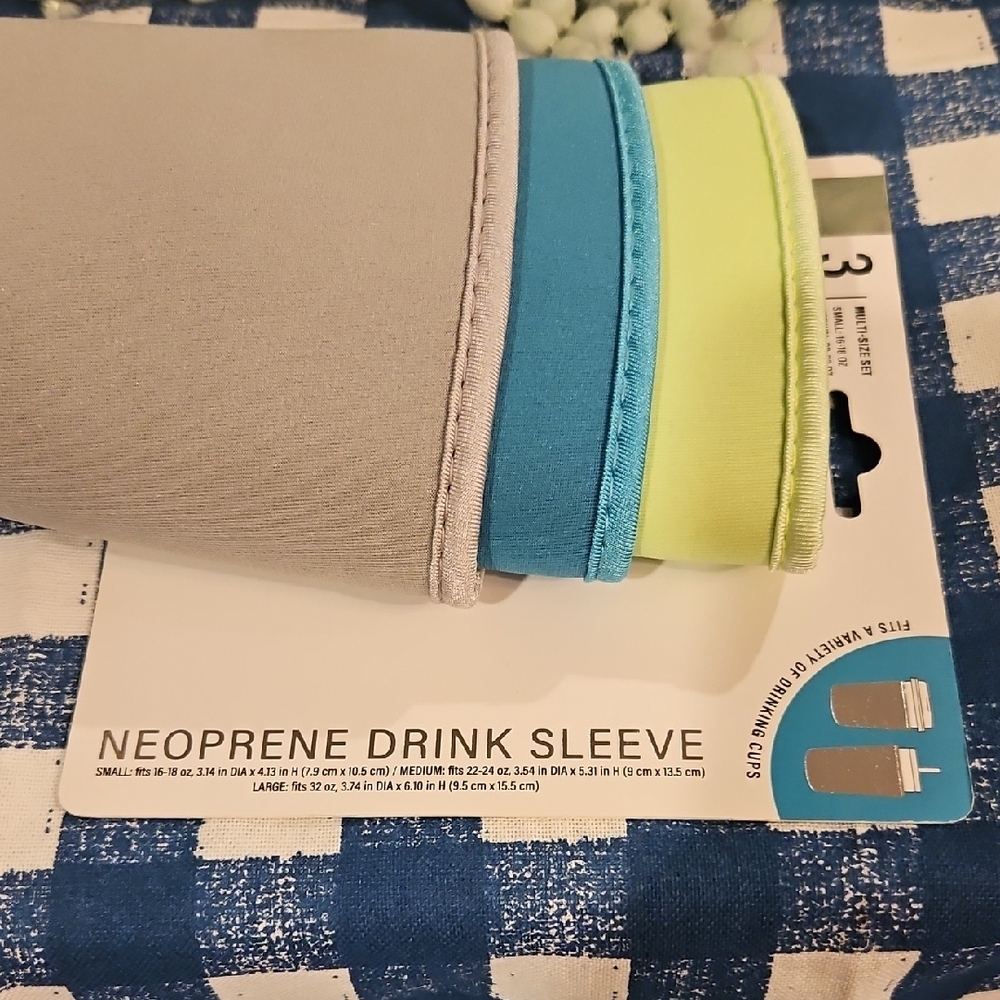 Neoprene Drink Sleeve Set - Gray, Blue, Green
